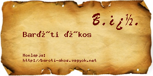 Baróti Ákos névjegykártya